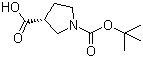 structure of CAS# 72925-16-7, (R)-1-Boc-pyrrolidine-3-carboxylic acid;(R)-1-tert-Butoxycarbonyl-pyrrolidine-3-carboxylic acid; (R)-1-N-Boc-beta-proline