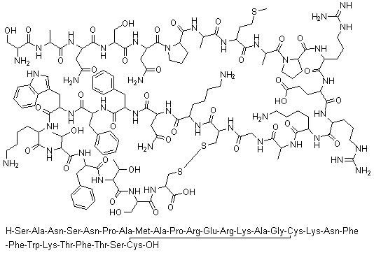 structure of CAS# 73032-94-7, Somatostatin-28 (sheep);Somatostatin-28 (human); Somatostatin-28 (pig); Somatostatin-28 (rat); Somatostatin-28 (sheep reduced) cyclic (17→28)-disulfide