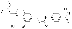 N-[4-[(Hydroxyamino)carbonyl]phenyl]carbamic acid [6-[(diethylamino)methyl]-2-naphthalenyl]methyl ester hydrochloride hydrate molecular structure (CAS 732302-99-7)