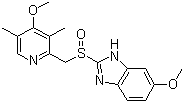 structure of CAS# 73590-58-6, Omeprazole;5-Methoxy-2-[(4-methoxy-3,5-dimethyl-pyridin-2-yl)methylsulfinyl]-3H-benzoimidazole