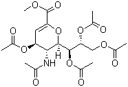 结构式 CAS# 73960-72-2, (2R,3R,4S)-3-乙酰氨基-4-乙酰氧基-2-((1R,2R)-1,2,3-三乙酰氧基丙基)-3,4-二氢-2H-吡喃-6-羧酸甲酯