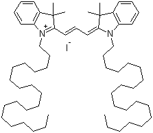 1-Icosyl-2-[(E)-3-(1-icosyl-3,3-dimethyl-1,3-dihydro-2H-indol-2-ylidene)-1-propenyl]-3,3-dimethyl-3H-indolium iodide molecular structure (CAS 75664-03-8)