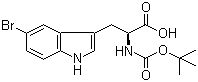 结构式 CAS# 75816-20-5, N-叔丁氧羰基-5-溴-L-色氨酸