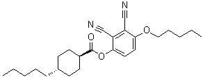 trans-4-Pentylcyclohexanecarboxylic acid 2,3-dicyano-4-(pentyloxy)phenyl ester molecular structure (CAS 75941-52-5)