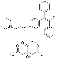 反式-氯米芬柠檬酸盐分子结构 (CAS 7599-79-3)