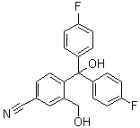 4-[Bis(4-fluorophenyl)hydroxymethyl]-3-(hydroxymethyl)benzonitrile molecular structure (CAS 762266-07-9)