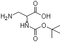 结构式 CAS# 76387-70-7, N-alpha-叔丁氧羰基-D-2,3-二氨基丙酸