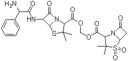 structure of CAS# 76497-13-7, Sultamicillin;Sultamicillin Base; Hydroxymethyl (+)-(2S,5R,6R)-6-[(R)-(2-amino-2-phenylacetamido)]-3,3-dimethyl-7-oxo-4-thia-1-azabicyclo [3.2.0] heptan-2-carboxylate,(2S,5R)-3,3-dimethyl-7-oxo-4-thia-1-azabicyclo[3.2.0]heptan-2-carboxyalate (ester) S,S-dioxide