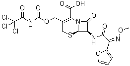 [6R-[6alpha,7beta(Z)]]-7-[[2-Furanyl(methoxyimino)acetyl]amino]-8-oxo-3-[[[[(trichloroacetyl)amino]carbonyl]oxy]methyl]-5-thia-1-azabicyclo[4.2.0]oct-2-ene-2-carboxylic acid molecular structure (CAS 76598-06-6)
