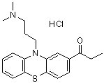 structure of CAS# 7681-67-6, Propiopromazine hydrochloride;2-Propionyl-10-(3-dimethylaminopropyl)phenothiazine hydrochloride; Tranvet