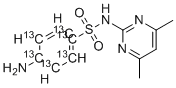 4-氨基-N-(4,6-二甲基嘧啶-2-基)(1,2,3,4,5,6-13C6)环己-1,3,5-三烯-1-磺酰胺分子结构 (CAS 77643-91-5)