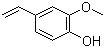 结构式 CAS# 7786-61-0, 4-乙烯基-2-甲氧基苯酚; 对乙烯基愈疮木酚