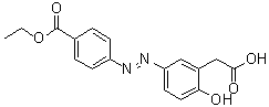 structure of CAS# 78028-01-0, 5-[2-[4-(Ethoxycarbonyl)phenyl]diazenyl]-2-hydroxybenzeneacetic acid;CK 47A; Ph CK 47A