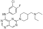 N-(3-Chloro-4-fluorophenyl)-6-[4-[(diethylamino)methyl]-1-piperidinyl]pyrimido[5,4-d]pyrimidin-4-amine molecular structure (CAS 793726-84-8)