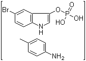 structure of CAS# 80008-69-1, 5-Bromo-1H-indol-3-ol dihydrogen phosphate (ester) compd with 4-methylbenzenamine;4-Methyl-benzenamine compd. with 5-bromo-1H-indol-3-yl dihydrogen phosphate; 5-Bromo-3-indolyl phosphate p-toluidine salt
