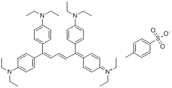 1-{2,2-双[4-(二乙基氨基)苯基]vinya}-3,3-双[4-(二乙基氨基)苯基]丙-2-烯-1-基鎓 p-甲苯磺酸酯分子结构 (CAS 80912-02-3)