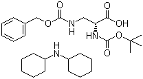 structure of CAS# 81306-94-7, N-Boc-N'-Cbz-D-2,3-diaminopropionic acid dicyclohexylamine salt;N-[(1,1-Dimethylethoxy)carbonyl]-3-[[(phenylmethoxy)carbonyl]amino]-D-alanine dicyclohexylamine salt