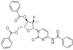 (2'R)-N-Benzoyl-2'-deoxy-2'-fluoro-2'-methylcytidine 3',5'-dibenzoate molecular structure (CAS 817204-32-3)