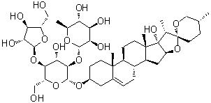 (3beta,25R)-17-Hydroxyspirost-5-en-3-yl O-alpha-L-arabinofuranosyl-(1→4)-O-[6-deoxy-alpha-L-mannopyranosyl-(1→2)]-beta-D-glucopyranoside molecular structure (CAS 81917-50-2)