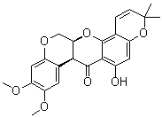 structure of CAS# 82-09-7, alpha-Toxicarol;(7aS,13aS)-13,13a-Dihydro-6-hydroxy-9,10-dimethoxy-3,3-dimethyl-3H-bis[1]benzopyrano[3,4-b:6',5'-e]pyran-7(7aH)-one