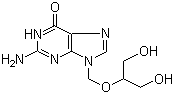 structure of CAS# 82410-32-0, Ganciclovir;2-Amino-1,9-dihydro-9-((2-hydroxy-1-(hydroxymethyl)ethoxy)methyl)-6H-purin-6-one; 9-((2-Hydroxy-1-(hydroxymethyl)ethoxy)-methyl)guanine; 9-(1,3-Dihydroxy-2-propoxymethyl)guanine; 2'-NDG; 2'-Nor-2'-deoxyguanosine