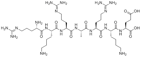 structure of CAS# 82801-73-8, Arg-Lys-Arg-Ala-Arg-Lys-Glu;(2S)-2-[[(2S)-6-amino-2-[[(2S)-2-[[(2S)-2-[[(2S)-2-[[(2S)-6-amino-2-[[(2S)-2-amino-5-(diaminomethylideneamino)pentanoyl]amino]hexanoyl]amino]-5-(diaminomethylideneamino)pentanoyl]amino]propanoyl]amino]-5-(diaminomethylideneamino)pentanoyl]amino]hexanoyl]amino]pentanedioic acid