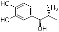 结构式 CAS# 829-74-3, (-)-3,4-二羟基去甲麻黄碱; 左旋异肾上腺基质; 4-(2-氨基-1-羟基丙基)苯-1,2-二醇