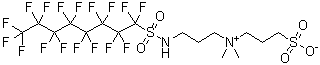 3-[[(1,1,2,2,3,3,4,4,5,5,6,6,7,7,8,8,8-Heptadecafluorooctyl)sulfonyl]amino]-N,N-dimethyl-N-(3-sulfopropyl)-1-propanaminium inner salt molecular structure (CAS 83038-19-1)
