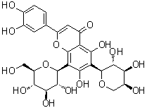 木犀草素 6-C-alpha-L-阿拉伯吡喃糖基-8-C-beta-D-吡喃葡萄糖苷分子结构 (CAS 83151-90-0)
