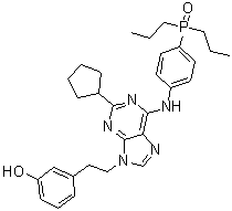 structure of CAS# 834894-21-2, 3-[2-[2-Cyclopentyl-6-[[4-(dipropylphosphinyl)phenyl]amino]-9H-purin-9-yl]ethyl]phenol;AP 23848