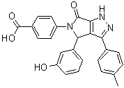 结构式 CAS# 834903-43-4, 4-[4,6-二氢-4-(3-羟基苯基)-3-(4-甲基苯基)-6-氧代吡咯并[3,4-c]吡唑-5(1H)-基]苯甲酸