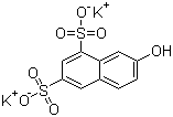结构式 CAS# 842-18-2, 2-萘酚-6,8-二磺酸二钾; 2-萘酚-6,8-二磺酸钾盐; G 盐
