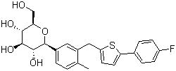 结构式 CAS# 842133-18-0, (1S)-1,5-脱氢-1-C-[3-[[5-(4-氟苯基)-2-噻吩基]甲基]-4-甲基苯基]-D-葡萄糖醇