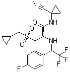 (2R)-N-(1-Cyanocyclopropyl)-3-[(cyclopropylmethyl)sulfonyl]-2-[[(1S)-2,2,2-trifluoro-1-(4-fluorophenyl)ethyl]amino]propanamide molecular structure (CAS 849093-78-3)