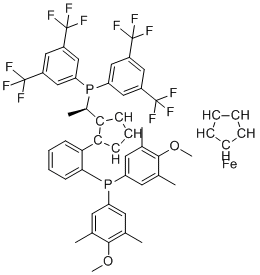 2-{2-[bis(4-methoxy-3,5-dimethylphenyl)phosphanyl]phenyl}cyclopenta-2,4-dien-1-ide cyclopenta-2,4-dien-1-ide (1/1/1) molecular structure (CAS 849925-20-8)