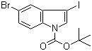 结构式 CAS# 850349-72-3, 1-Boc-5-溴-3-碘吲哚; 1-叔丁氧羰基-5-溴-3-碘吲哚
