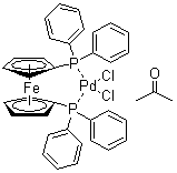 structure of CAS# 851232-71-8, Dichloro(1,1-bis(diphenylphosphino)ferrocene)palladium(II) acetone adduct;1,1-Bis(diphenylphosphino)ferrocene palladium(II) dichloride acetone adduct
