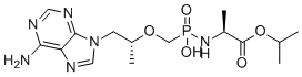 structure of CAS# 851456-00-3, Tenofovir Related Compound 4;P-((((R)-1-(6-Amino-9H-purin-9-yl)propan-2-yl)oxy)methyl)-N-((S)-1-isopropoxy-1-oxopropan-2-yl)phosphonamidic acid