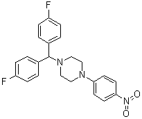 1-[Bis(4-fluorophenyl)methyl]-4-(4-nitrophenyl)piperazine molecular structure (CAS 851472-82-7)