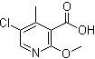 structure of CAS# 851607-38-0, 5-Chloro-2-methoxy-4-methyl-3-pyridinecarboxylic acid;5-Chloro-2-methoxy-4-methylnicotinic acid