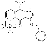 structure of CAS# 852821-06-8, (4aS,8aS,9S)-9-(Dimethylamino)-4a-[[(1,1-dimethylethyl)dimethylsilyl]oxy]-8a,9-dihydro-3-(phenylmethoxy)-naphth[2,3-d]isoxazole-4,5(4aH,8H)-dione