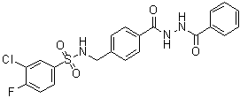 structure of CAS# 852918-02-6, 4-[[[(3-Chloro-4-fluorophenyl)sulfonyl]amino]methyl]benzoic acid 2-benzoylhydrazide;TCN 201