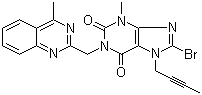 结构式 CAS# 853029-57-9, 8-溴-7-(2-丁炔-1-基)-3,7-二氢-3-甲基-1-[(4-甲基-2-喹唑啉基)甲基]-1H-嘌呤-2,6-二酮