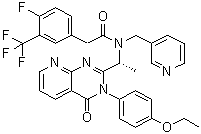 structure of CAS# 855527-92-3, N-[(1R)-1-[3-(4-Ethoxyphenyl)-3,4-dihydro-4-oxopyrido[2,3-d]pyrimidin-2-yl]ethyl]-4-fluoro-N-(3-pyridinylmethyl)-3-(trifluoromethyl)benzeneacetamide;NBI 74330
