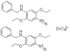 Bis[2,5-diethoxy-4-[(phenylmethyl)amino]benzenediazonium] (T-4)-tetrachlorozincate molecular structure (CAS 85750-36-3)