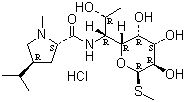 structure of CAS# 859-18-7, Lincomycin hydrochloride;Lincomycin hydrochloride BP98; Lincocin; Lincorex; Lincomycin hydrochloride monohydrate; Methyl (2S-trans)-6,8-dideoxy-6-[[(1-methyl-4-propylpyrrolidin-2-yl)carbonyl]amino]-1-thio-D-erythro-alpha-D-galacto-octopyranoside monohydrochloride