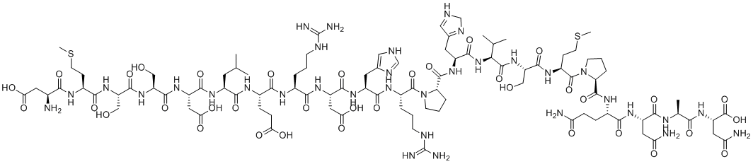 structure of CAS# 85916-47-8, Katacalcin;(4S)-5-[[(1S)-1-[[(1S)-2-[[(1S)-2-[[(1S)-1-[(2S)-2-[[(1S)-2-[[(1S)-1-[[(1S)-2-[[(1S)-1-[(2S)-2-[[(1S)-4-amino-1-[[(1S)-3-amino-1-[[(1S)-2-[[(1S)-3-amino-1-carboxy-3-oxo-propyl]amino]-1-methyl-2-oxo-ethyl]carbamoyl]-3-oxo-propyl]carbamoyl]-4-oxo-butyl]carbamoyl]pyrrolidine-1-carbonyl]-3-methylsulfanyl-propyl]amino]-1-(hydroxymethyl)-2-oxo-ethyl]carbamoyl]-2-methyl-propyl]amino]-1-(1H-imidazol-4-ylmethyl)-2-oxo-ethyl]carbamoyl]pyrrolidine-1-carbonyl]-4-guanidino-butyl]amino]-1-(1H-imidazol-4-ylmethyl)-2-oxo-ethyl]amino]-1-(carboxymethyl)-2-oxo-ethyl]carbamoyl]-4-guanidino-butyl]amino]-4-[[(2S)-2-[[(2S)-2-[[(2S)-2-[[(2S)-2-[[(2S)-2-[[(2S)-2-amino-3-carboxy-propanoyl]amino]-4-methylsulfanyl-butanoyl]amino]-3-hydroxy-propanoyl]amino]-3-hydroxy-propanoyl]amino]-3-carboxy-propanoyl]amino]-4-methyl-pentanoyl]amino]-5-oxo-pentanoic acid