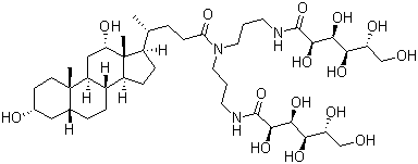 structure of CAS# 86303-23-3, Deoxy-BigCHAP;N,N-Bis[3-(D-gluconamido)propyl]deoxycholamide; (3a,5b,12a)-N,N-Bis[3-(D-gluconoylamino)propyl]-3,12-dihydroxycholan-24-amide