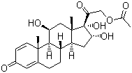 structure of CAS# 86401-80-1, 16alpha-Hydroxyprednisonlone acetate;11b,16a,17,21-Tetrahydroxy-pregna-1,4-diene-3,20-dione 21-acetate