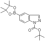 structure of CAS# 864771-44-8, 1-Boc-indazole-5-boronic acid pinacol ester;tert-Butyl 5-(4,4,5,5-tetramethyl-1,3,2-dioxaborolan-2-yl)-1H-indazole-1-carboxylate